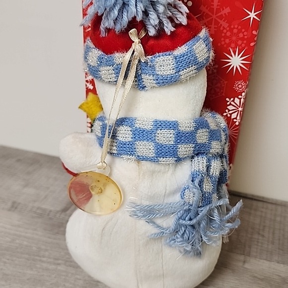 Vintage Fiber Optic Glowing‎ Christmas Plushees Snowman 11" Hanging Standing - Picture 8 of 11